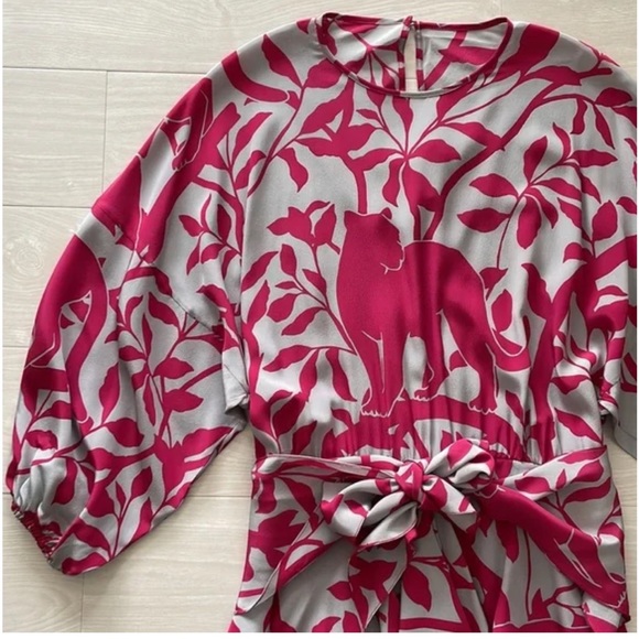 Johanna Ortiz Lady Marmalade 100% Silk Floral Mini Dress w/Sash & Flower Size 6 - Picture 10 of 16